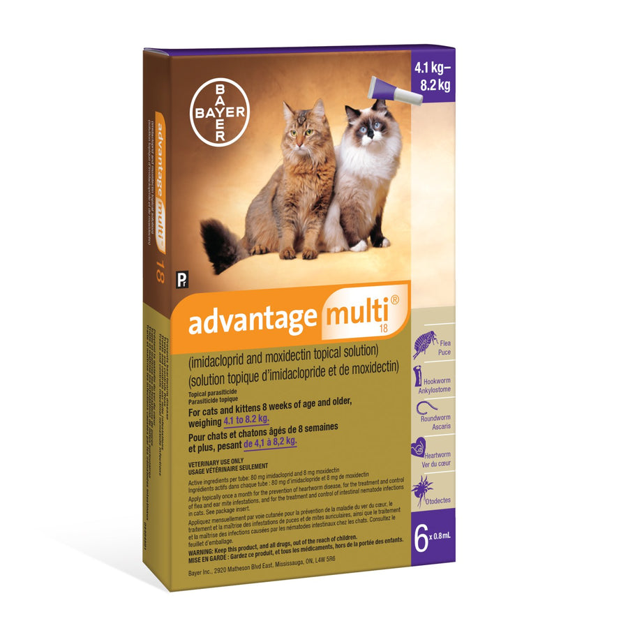 Advantage Multi for cats Purple/Mauve 4.1 - 8.2 kg 6 x 0.8 ml