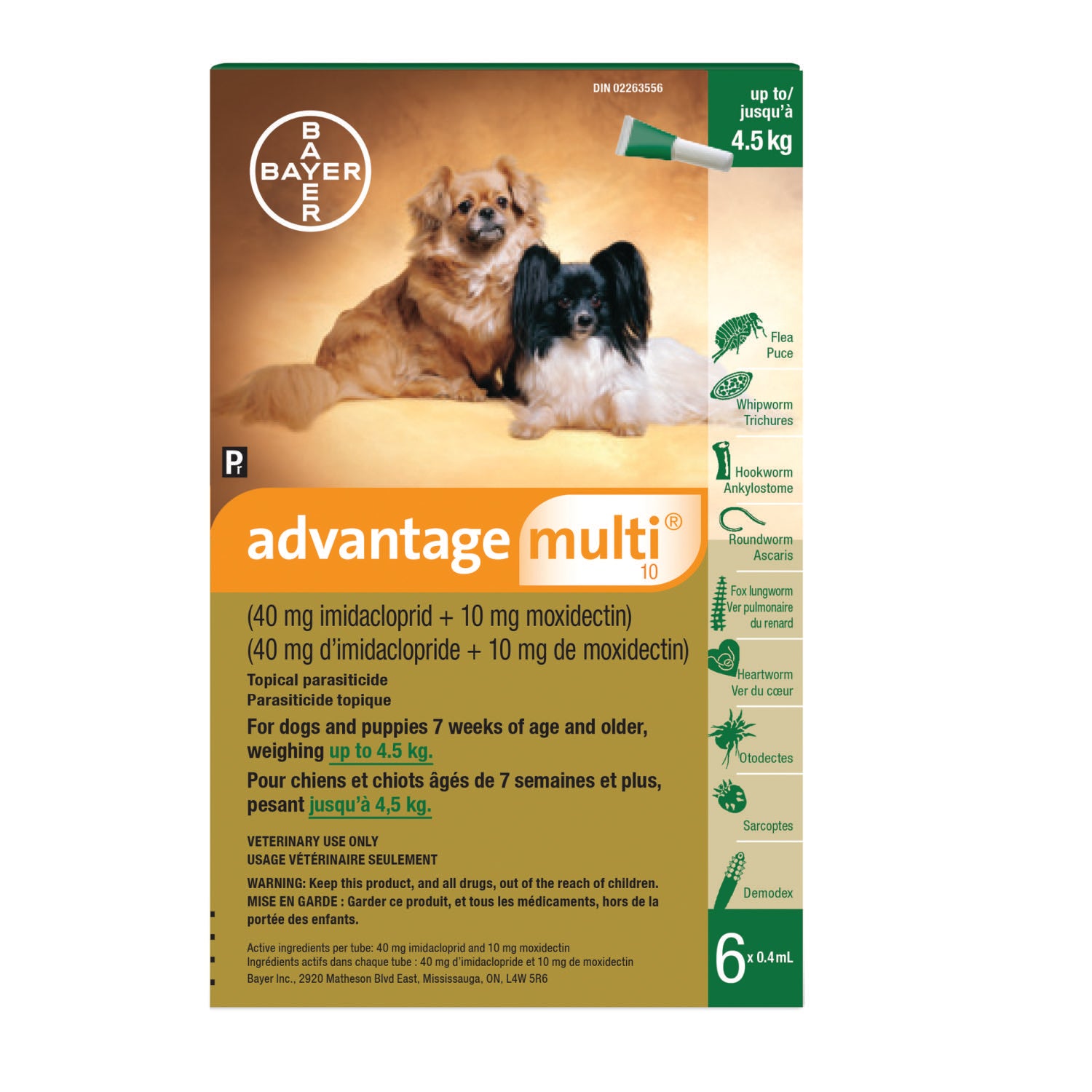 Advantage Multi for Dogs Green/Vert < 4.5 kg 6 x 0.4 ml