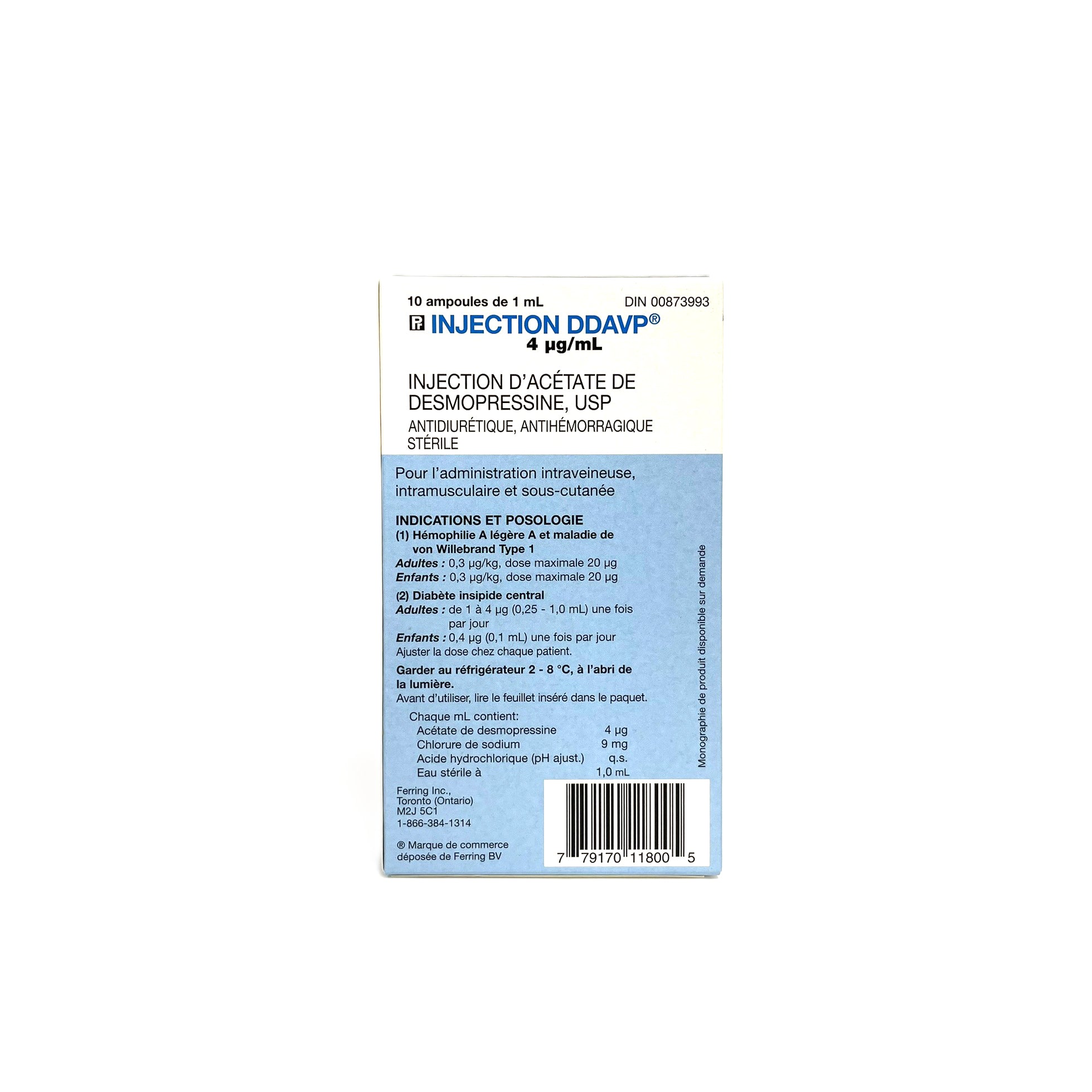 DDAVP for injection 4 mcg/ml 10 x 1 ml