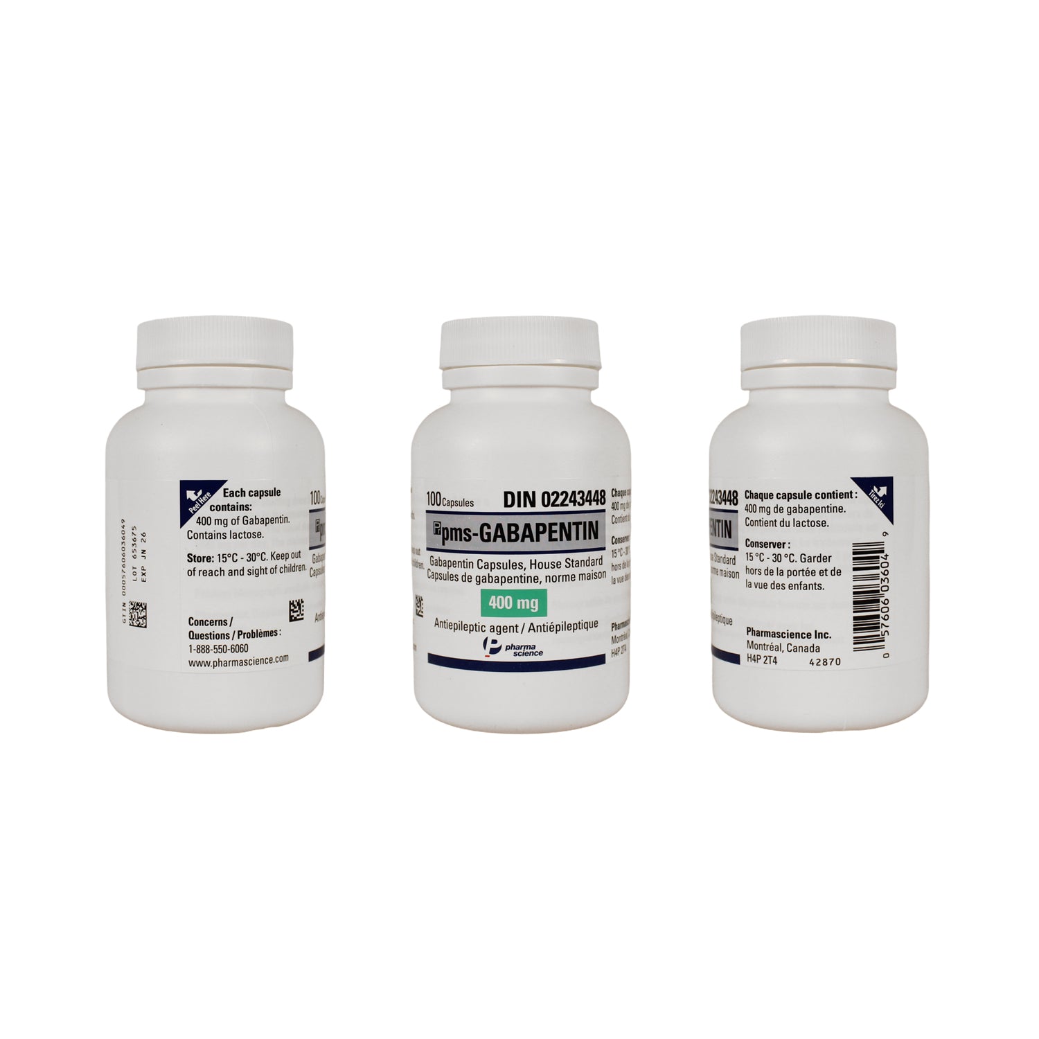pms-Gabapentin 400 mg 100 Cap