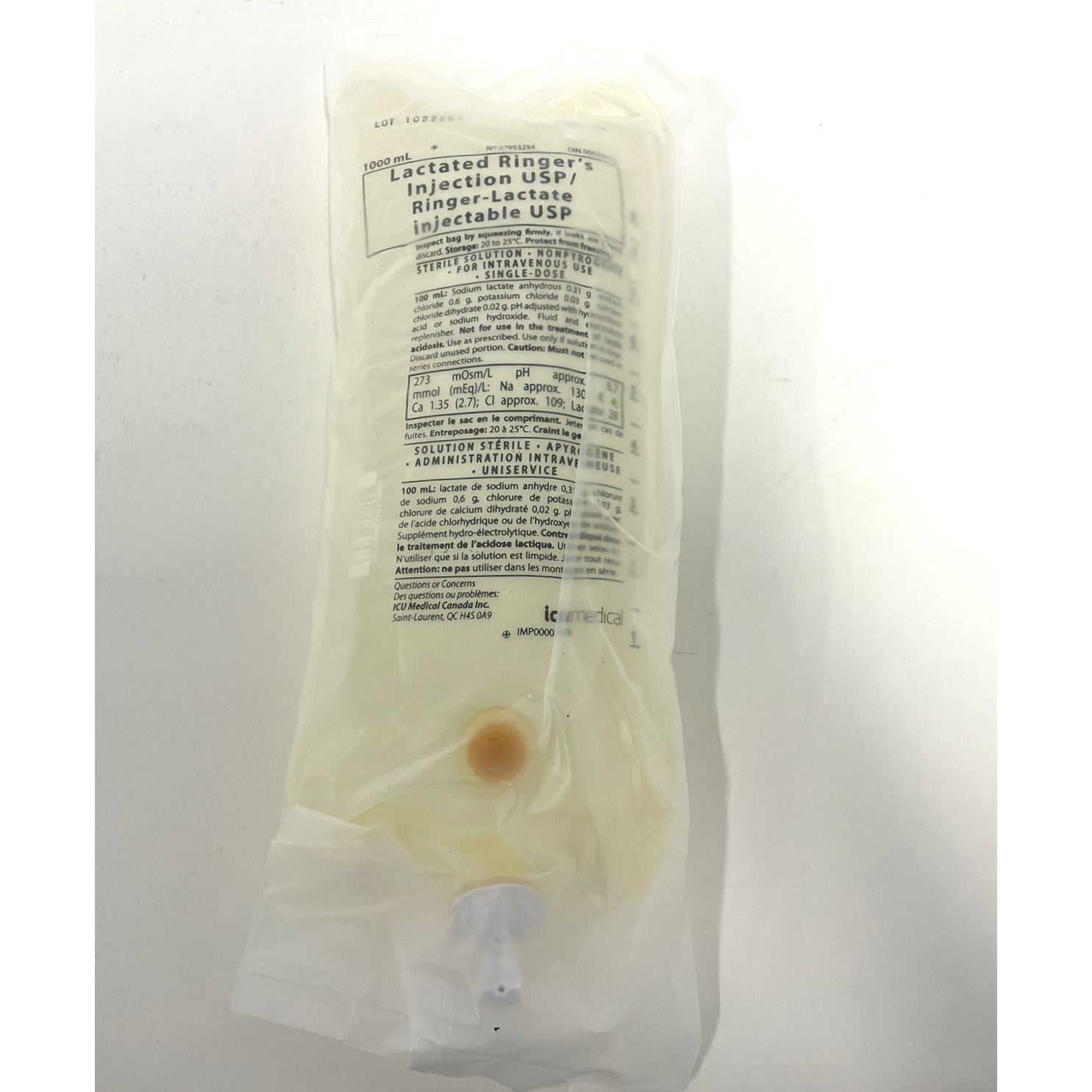 Lactate Ringer's injection USP N/ A 1000 ml