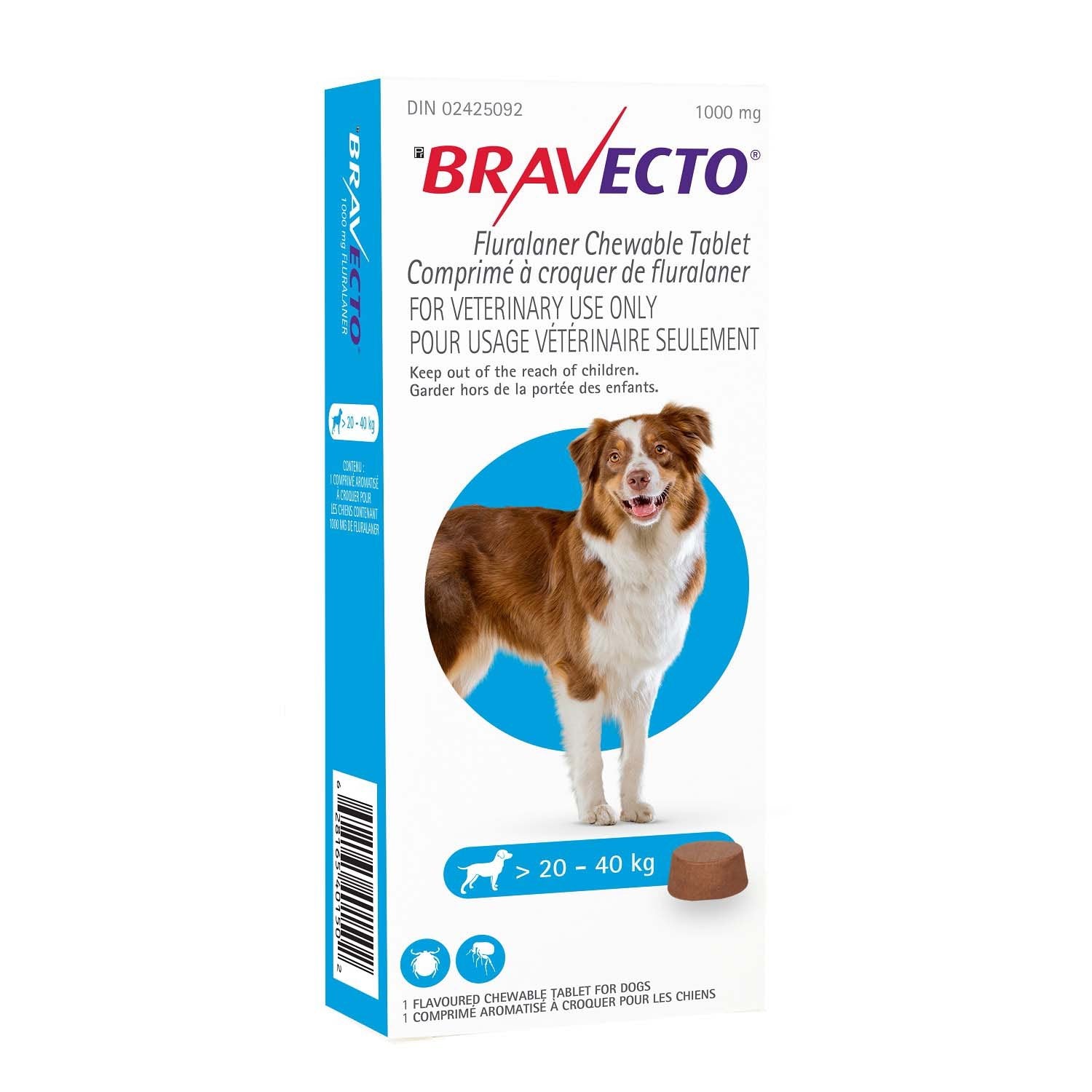 Bravecto Chewable Tablet Blue/Bleu 20.1 - 40 kg 1 Chewable Tablets