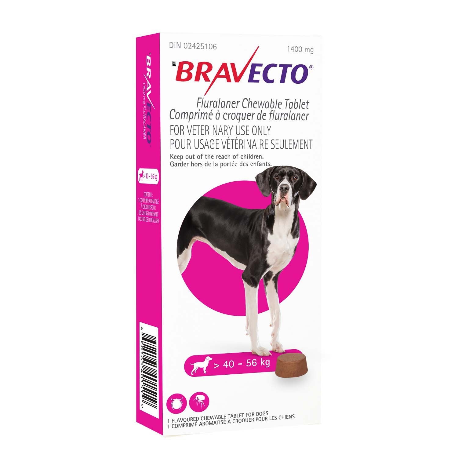 Bravecto Chewable Tablet Pink/Rose 40.1 - 56 kg 1 Chewable Tablets