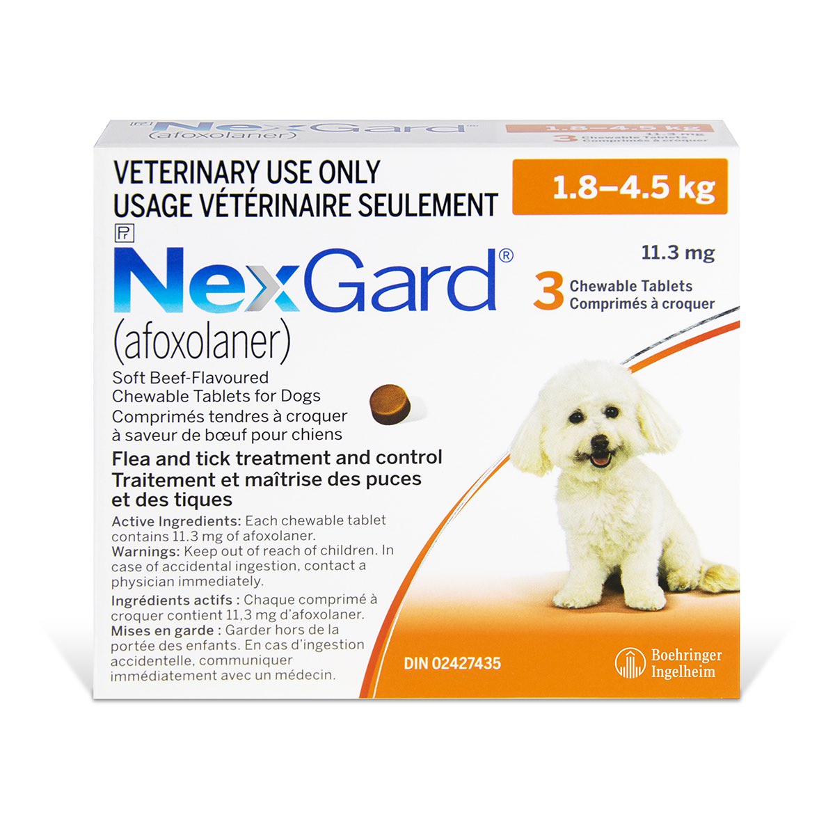 NexGard chewable tablets for dogs Orange 1.8 - 4.5 kg 3 Chewable Tablets