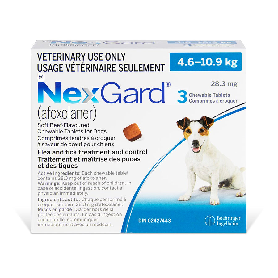 NexGard chewable tablets for dogs Blue/Bleu 4.6 - 10.9 kg 3 Chewable Tablets