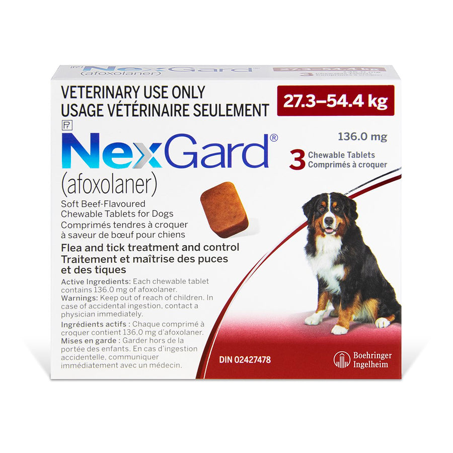 NexGard chewable tablets for dogs Red/Rouge 27.3 - 54.4 kg 3 Chewable Tablets
