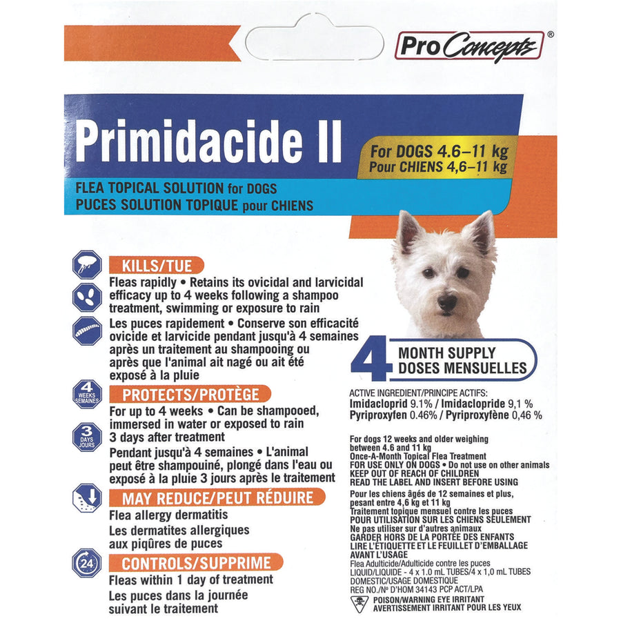 Primidacide II for dog 4 Tubes 4.6 - 11 kg
