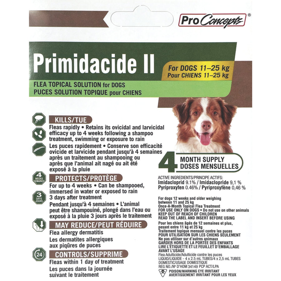Primidacide II for dog 4 Tubes 11 - 25 kg