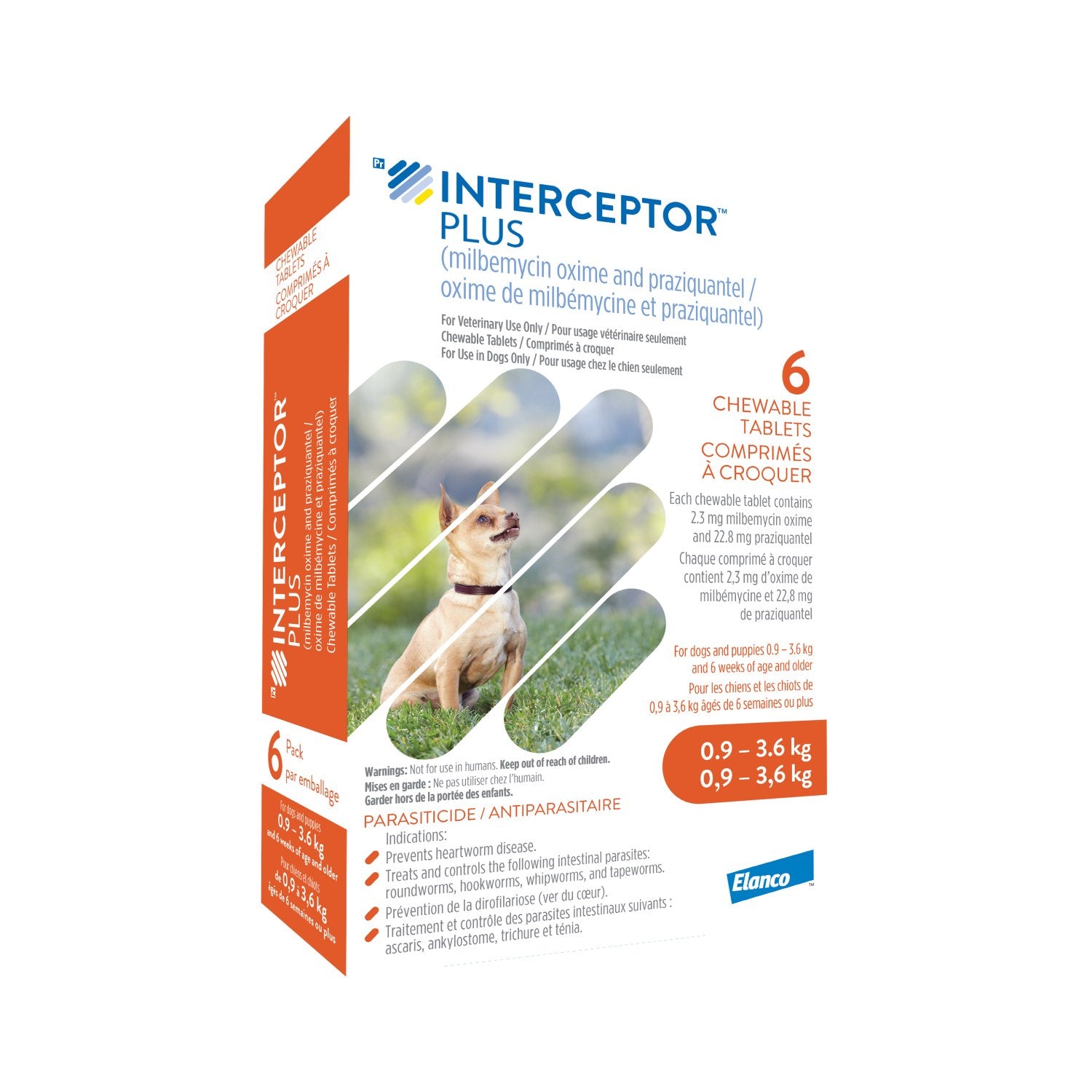 Interceptor Plus chewable tablet Orange 0.9-3.6 kg 6 Chewable Tablets