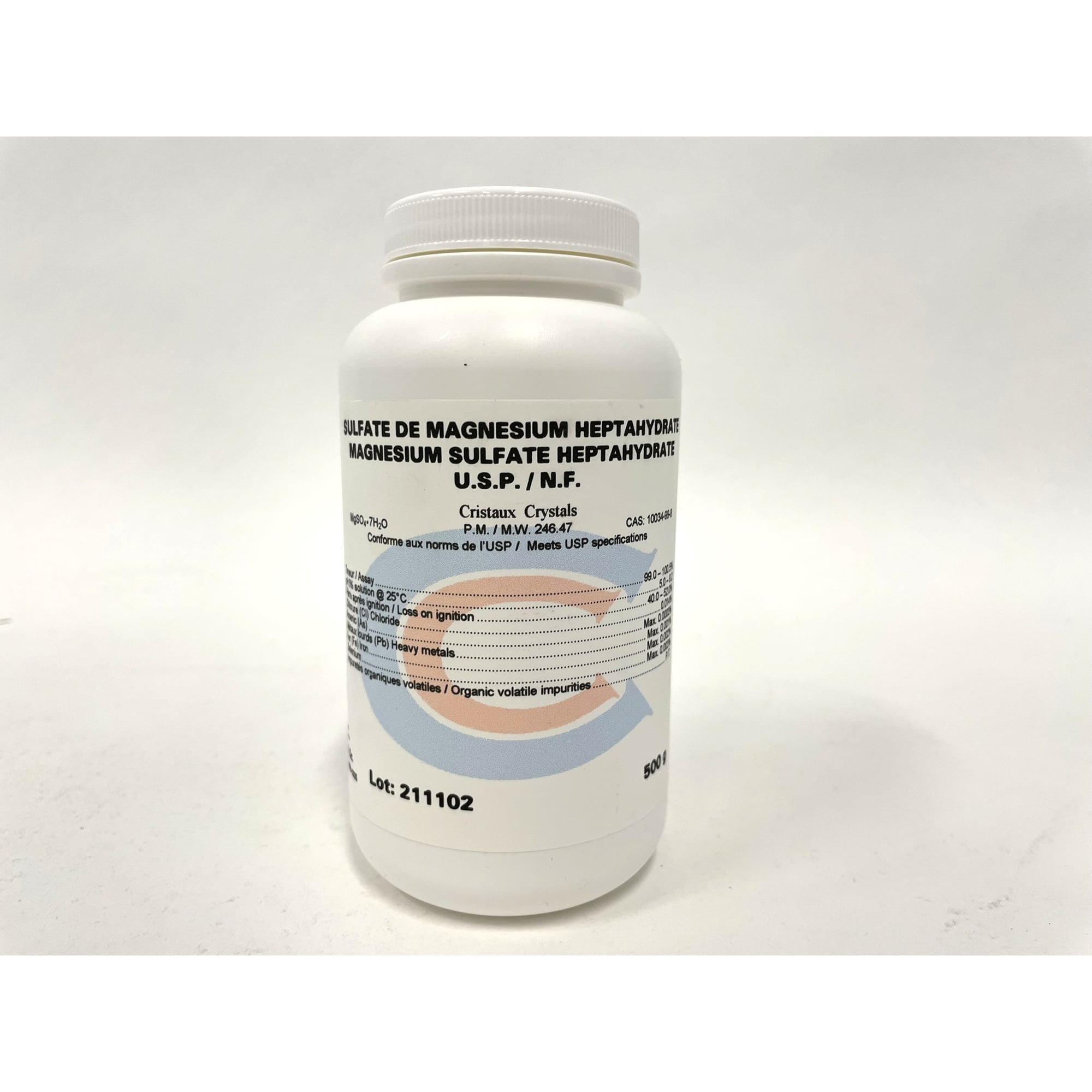 Magnesium sulfate (epsom salt) USP 500 g