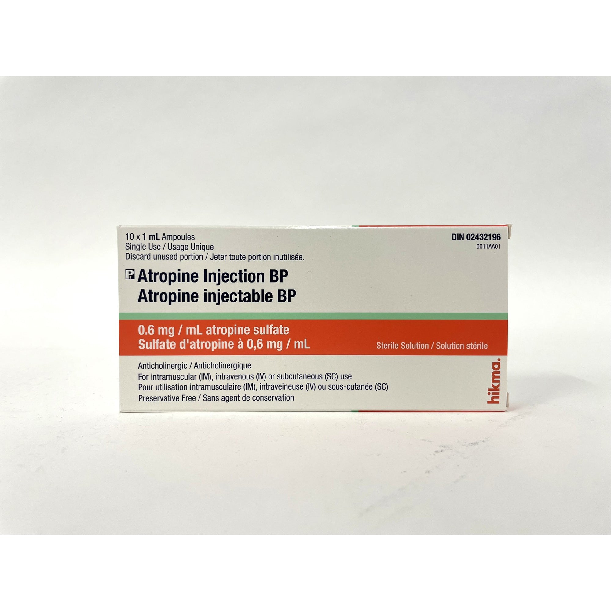 Atropine injection 0.6 mg/ml 10 x 1 ml