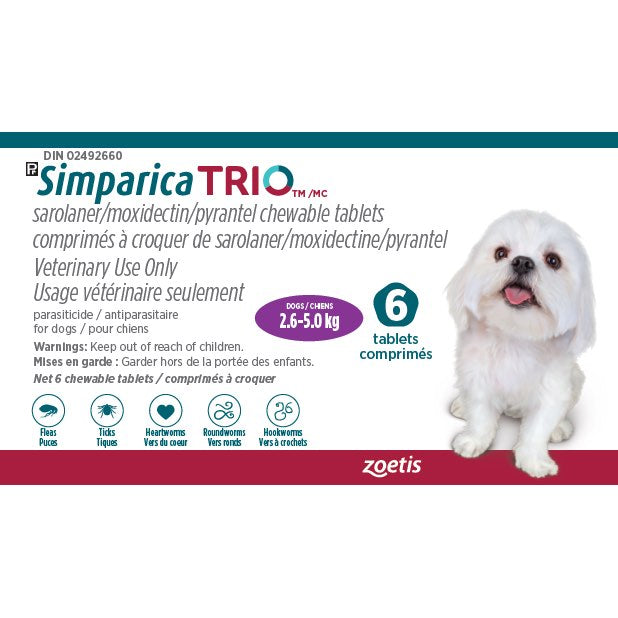 Simparica TRIO Purple/Mauve 2.6 - 5 kg 6 Tab
