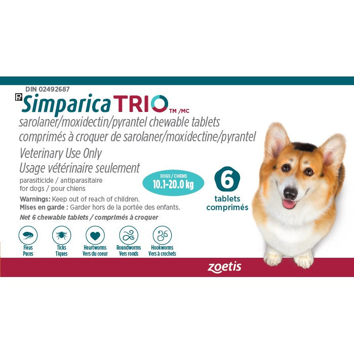 Simparica TRIO Aqua 10.1 - 20 kg 6 Tab