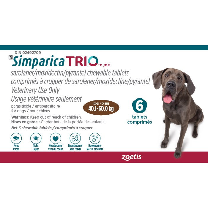 Simparica TRIO Brown/Brun 40.1 - 60 kg 6 Tab