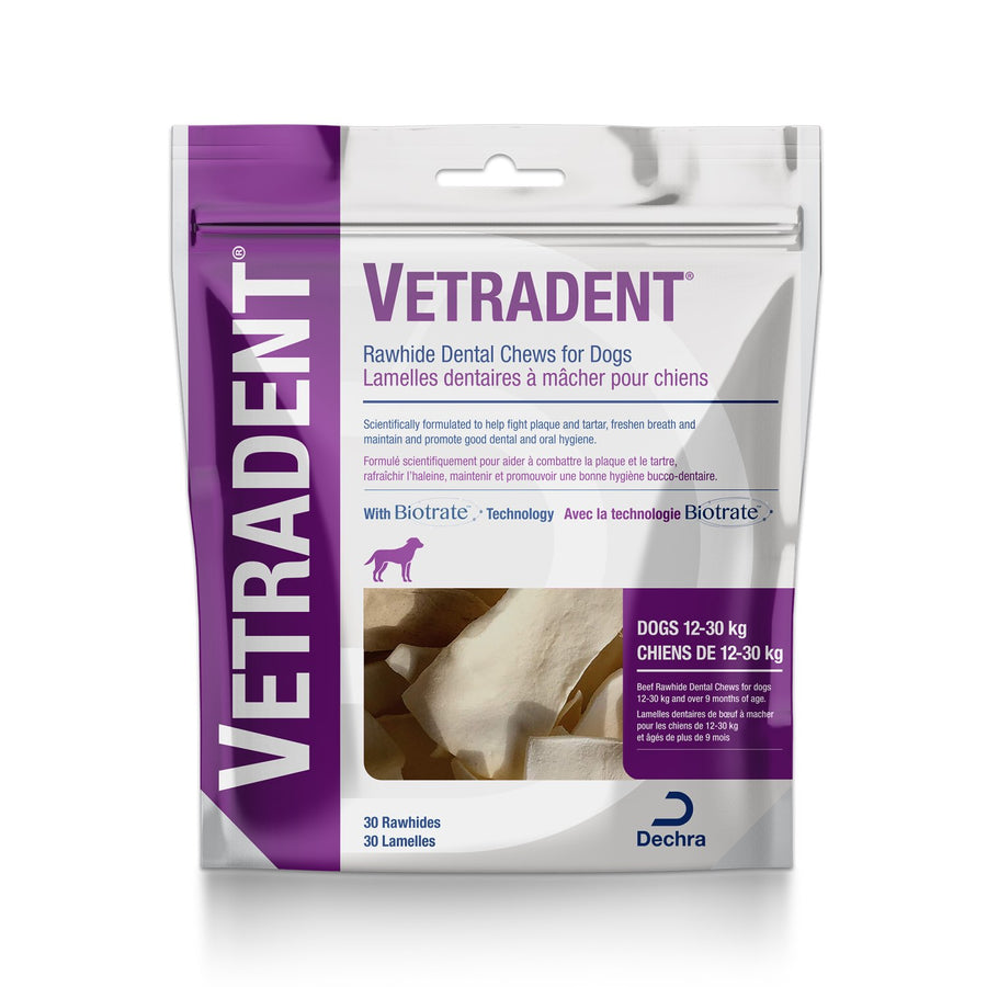 Vetradent rawhide dental chews 30 Chews 12 - 30 kg