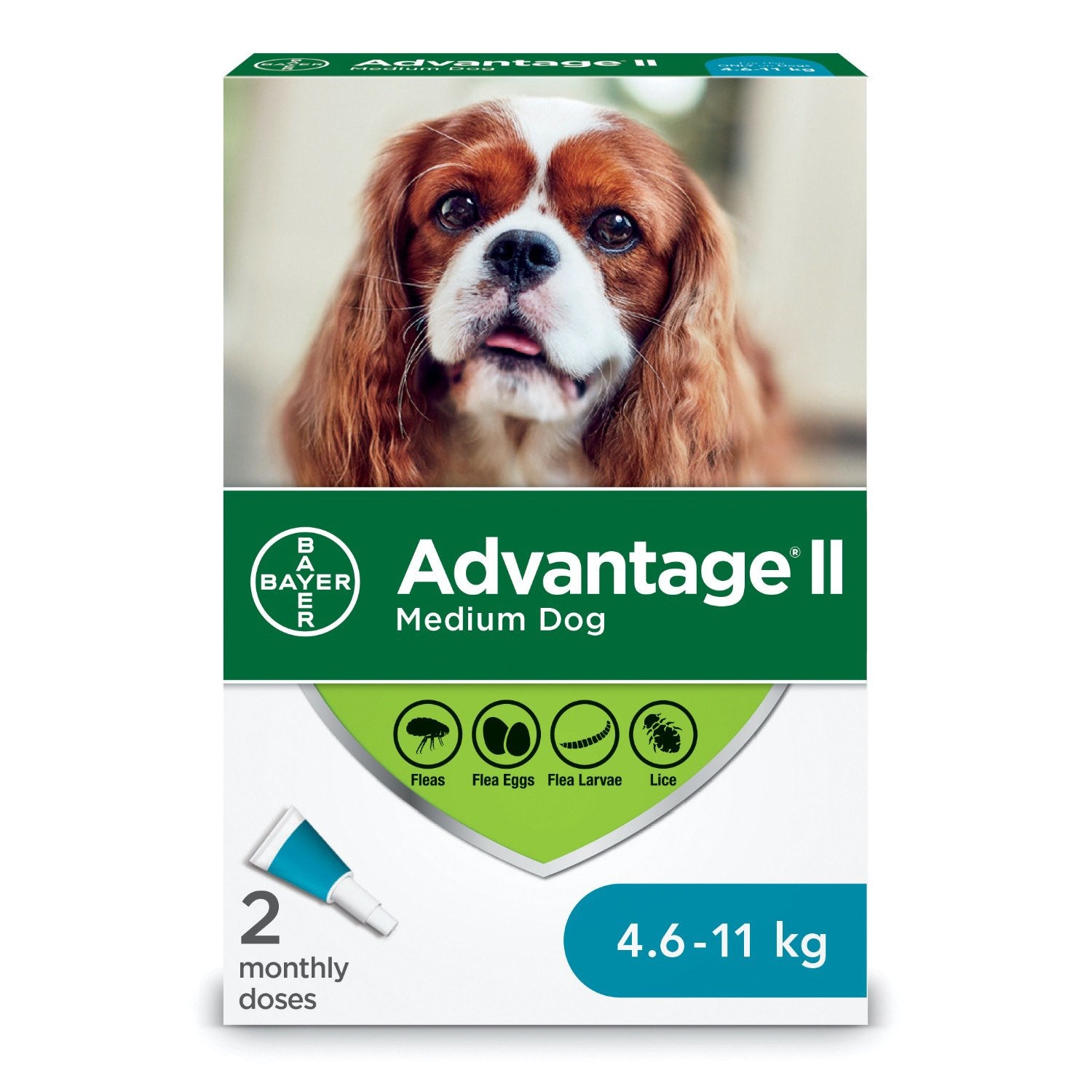 Advantage II for Dogs 2 Tubes Aqua 4.6 - 11 kg