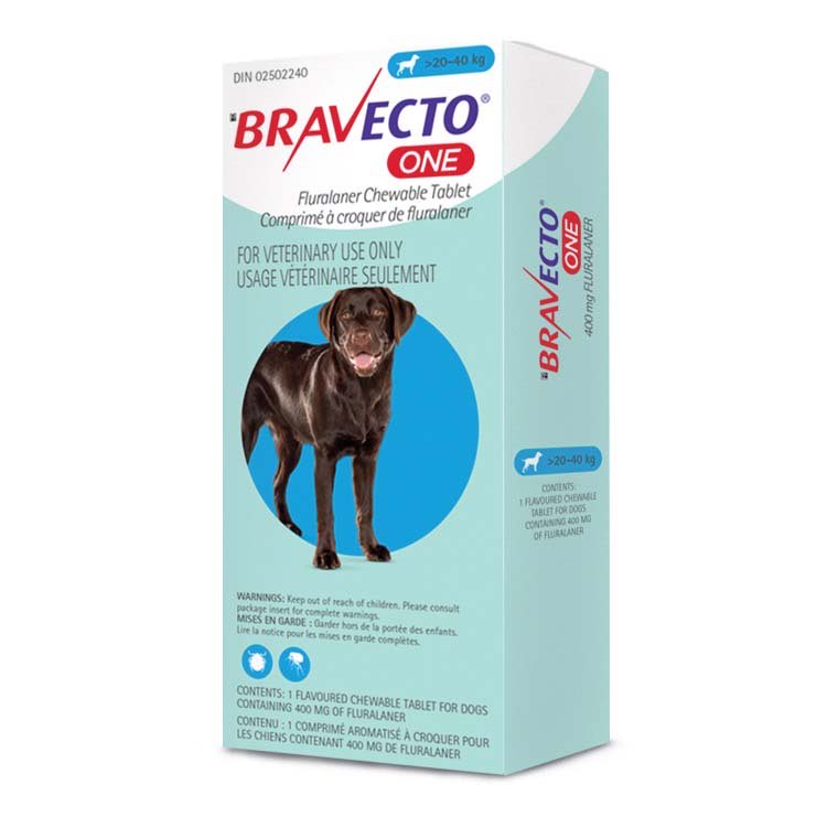 Bravecto ONE Chewable Tablet Blue/Bleu 20.1 - 40 kg 1 Chewable Tablets