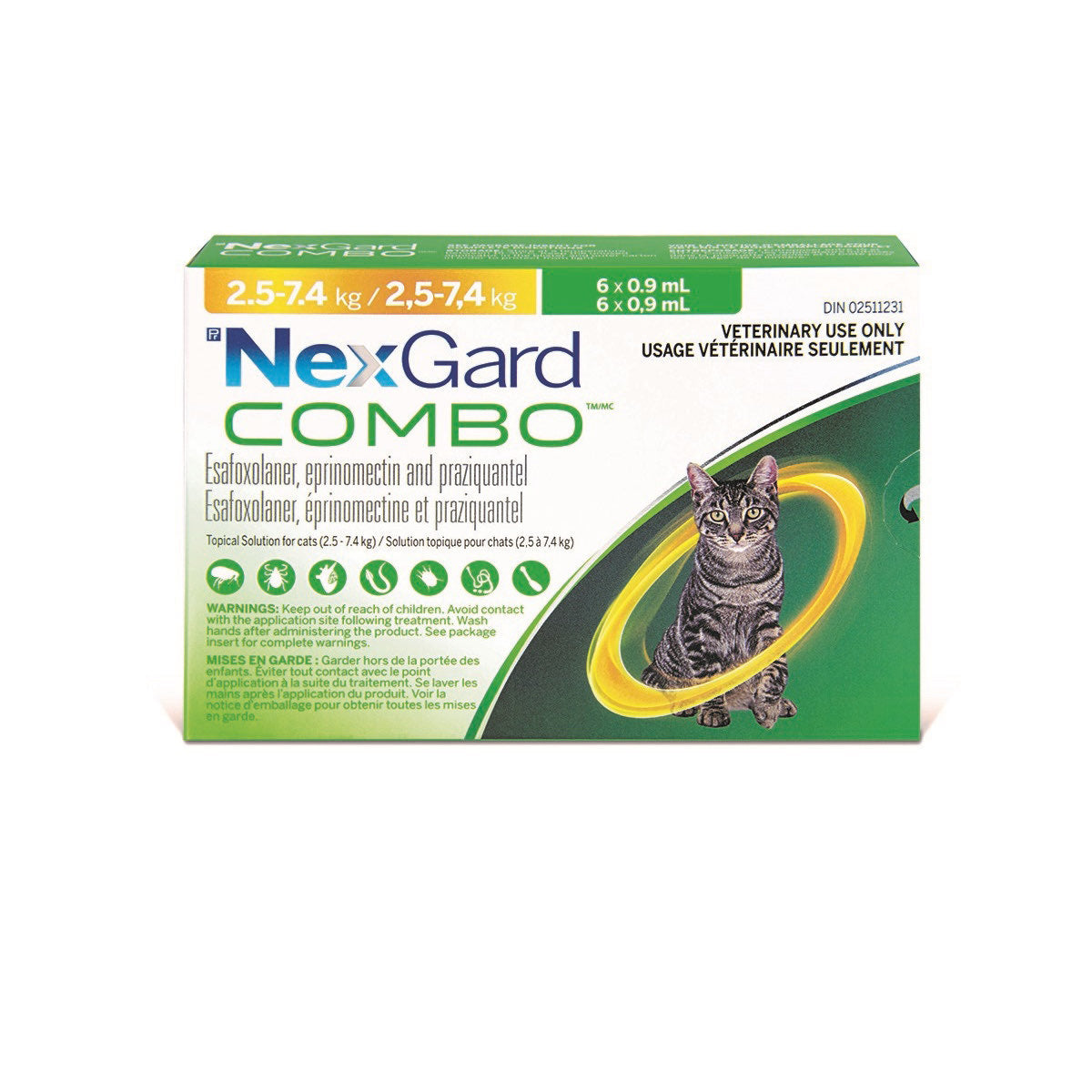 NexGard Combo for cats Yellow/Jaune 2.5 - 7.4 kg 6 x 0.9 ml