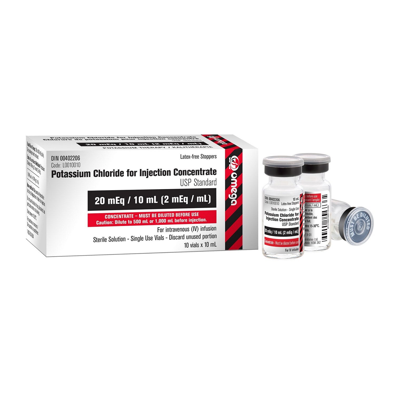 Potassium chloride for injection 10 x 10 ml 20 mEq