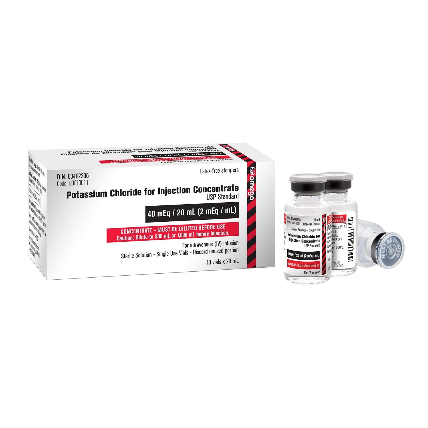 Potassium chloride for injection 10 x 20 ml 40 mEq
