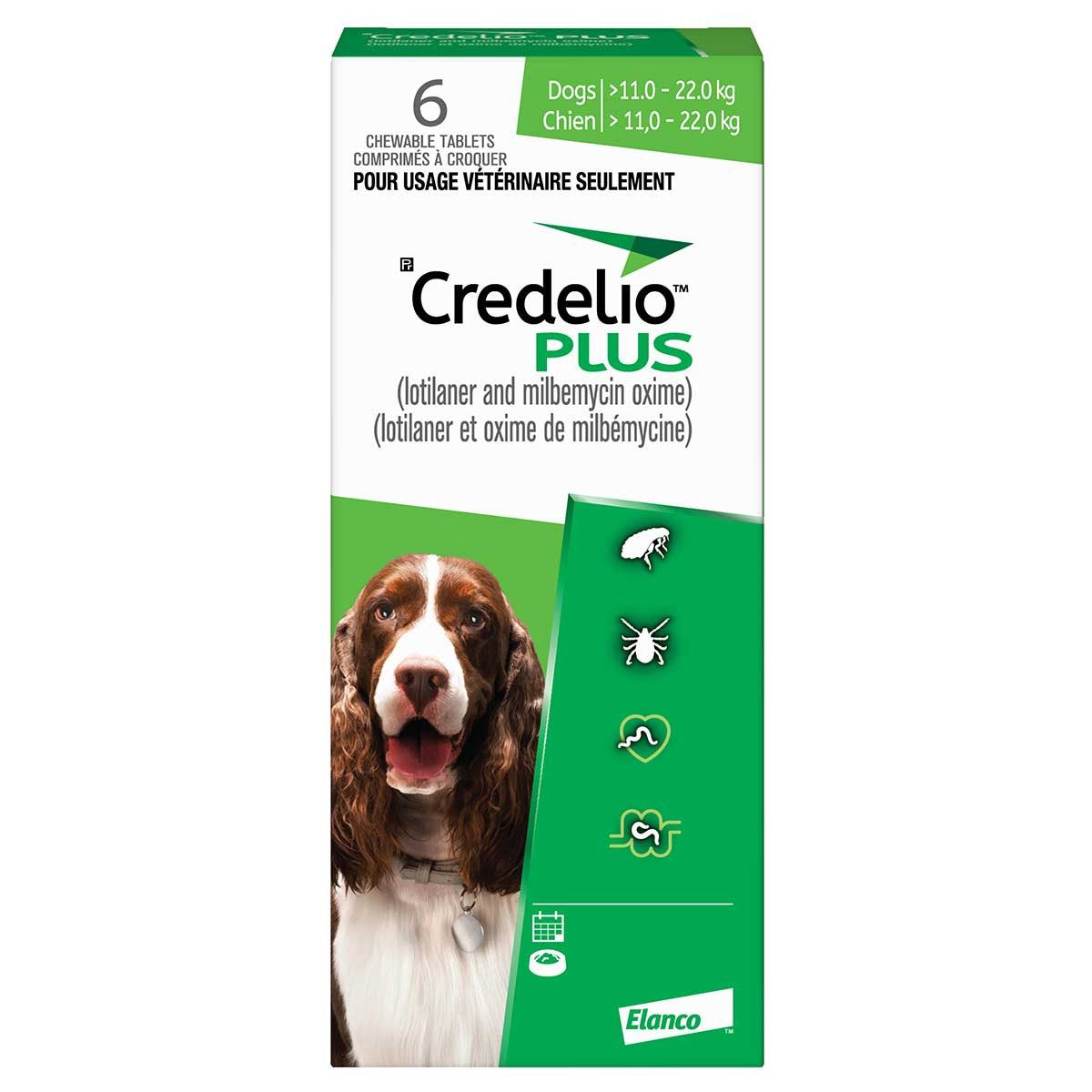 Credelio Plus for dogs Green/Vert 11.1 - 22 kg 6 Chewable Tablets