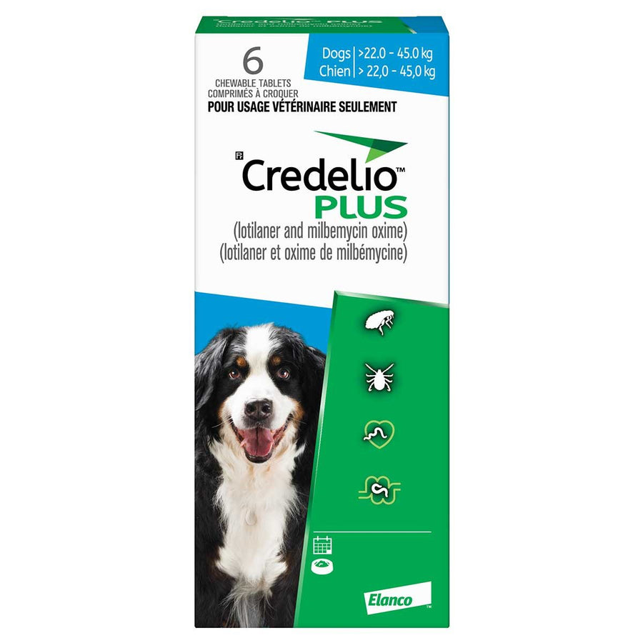 Credelio Plus for dogs Blue/Bleu 22.1 - 45 kg 6 Chewable Tablets