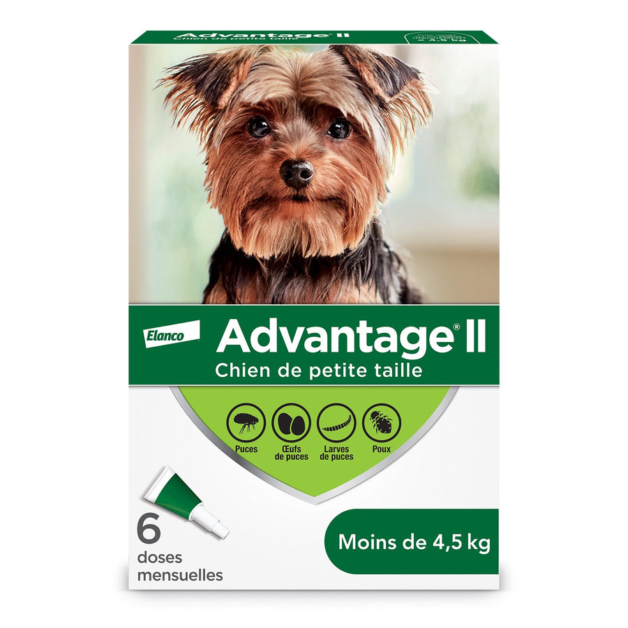 Advantage II for dogs Green/Vert < 4.5 kg 6 /Pack