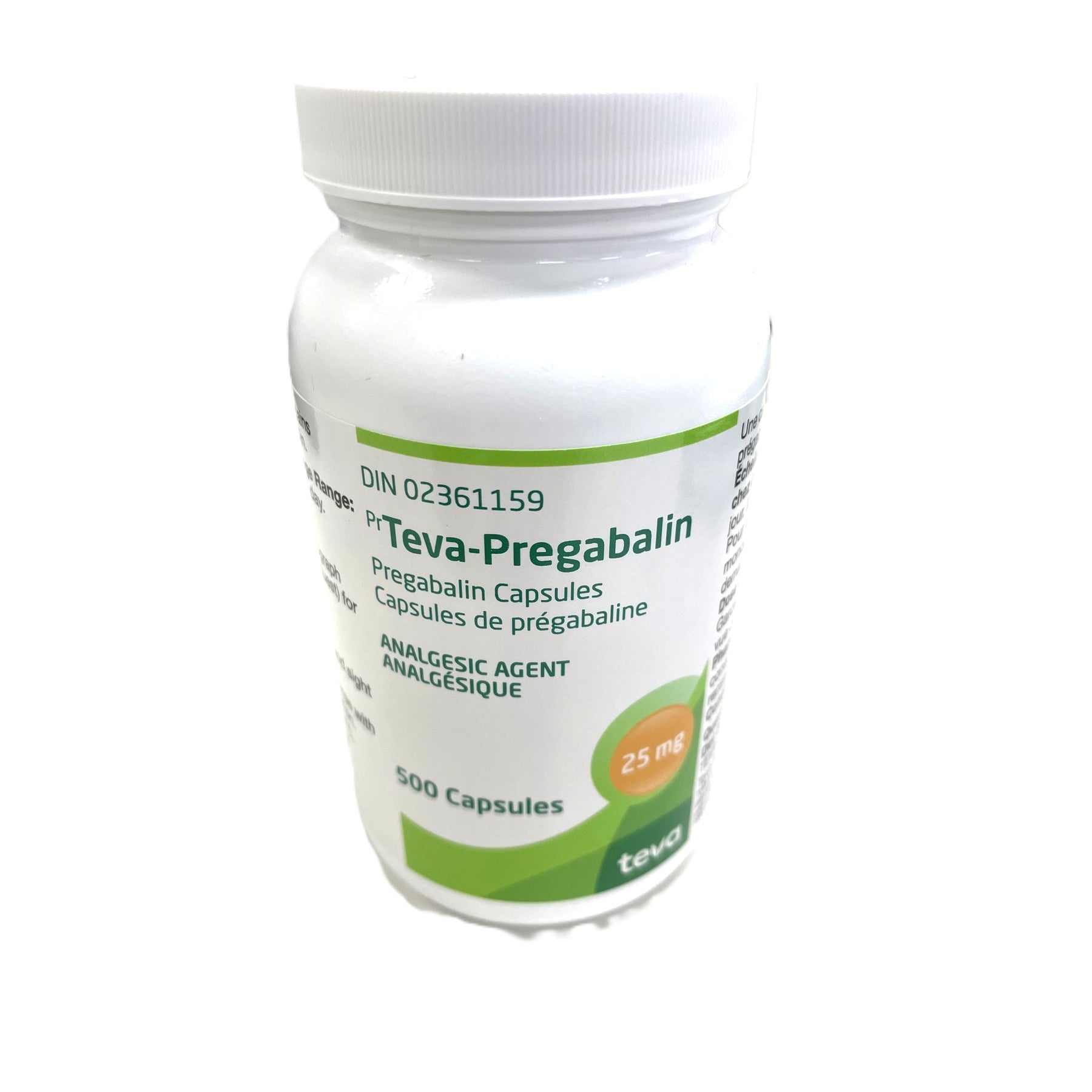 Teva-Pregabalin capsules 25 mg 500 Cap