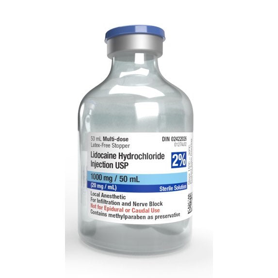 Lidocaine hydrochloride with preservative injection USP 2 % 50 ml