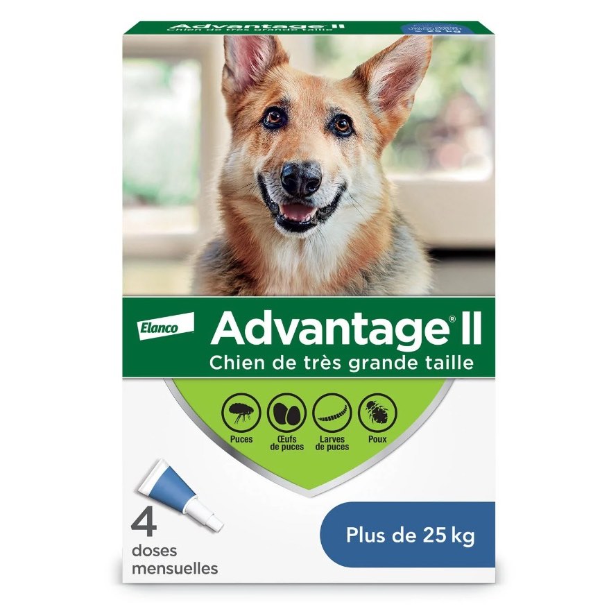 Advantage II for dogs Blue/Bleu > 25 kg 4 /Pack