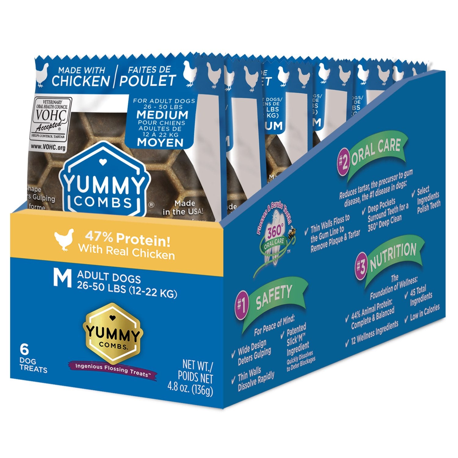 Yummy Combs dental treats for medium dogs (trial sizes) Chicken 6 Trial sizes
