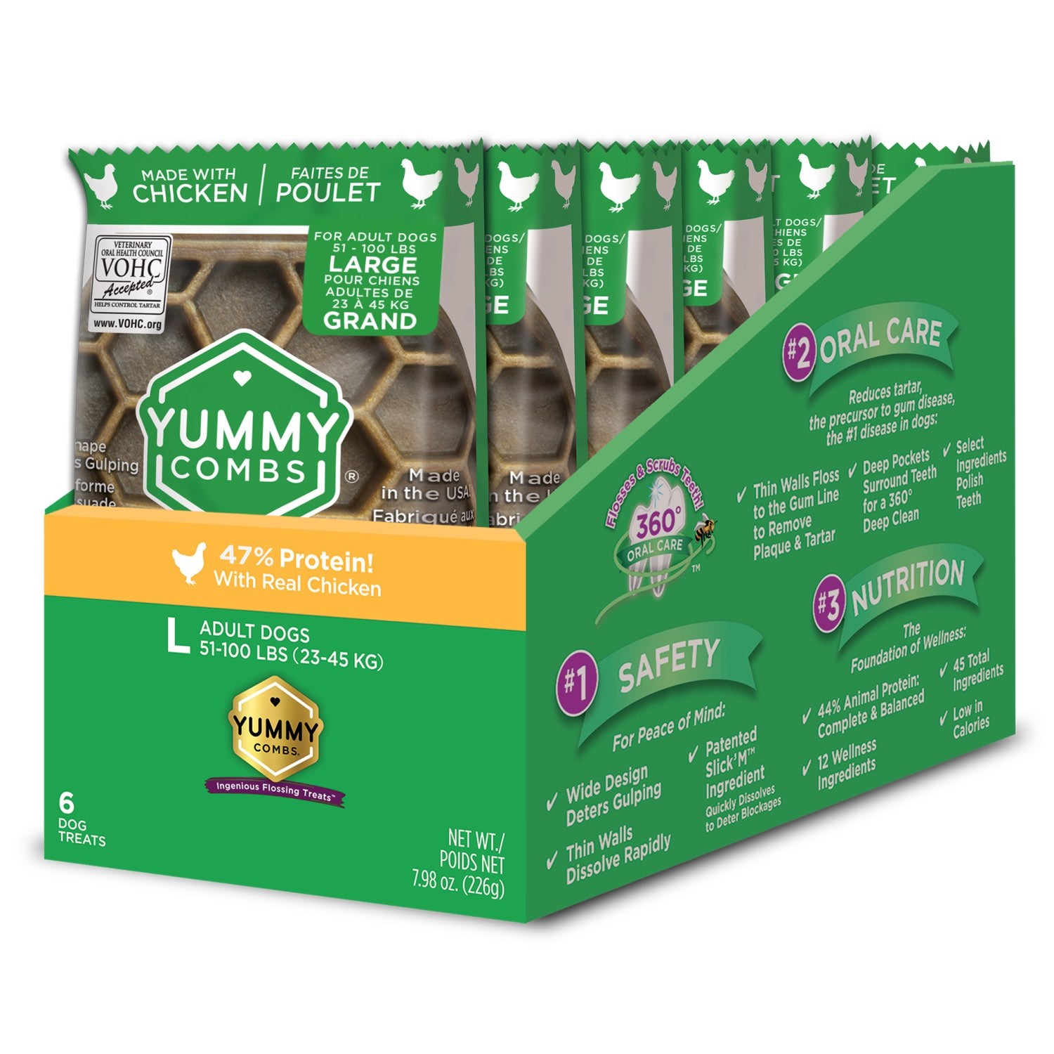 Yummy Combs dental treats for large dogs (trial sizes) Chicken 6 Trial sizes