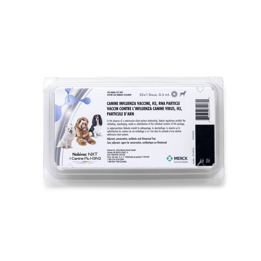 Nobivac NXT canine Influenza (flu H3N2) 0.5 ml/Dose 25 x 0.5 ml