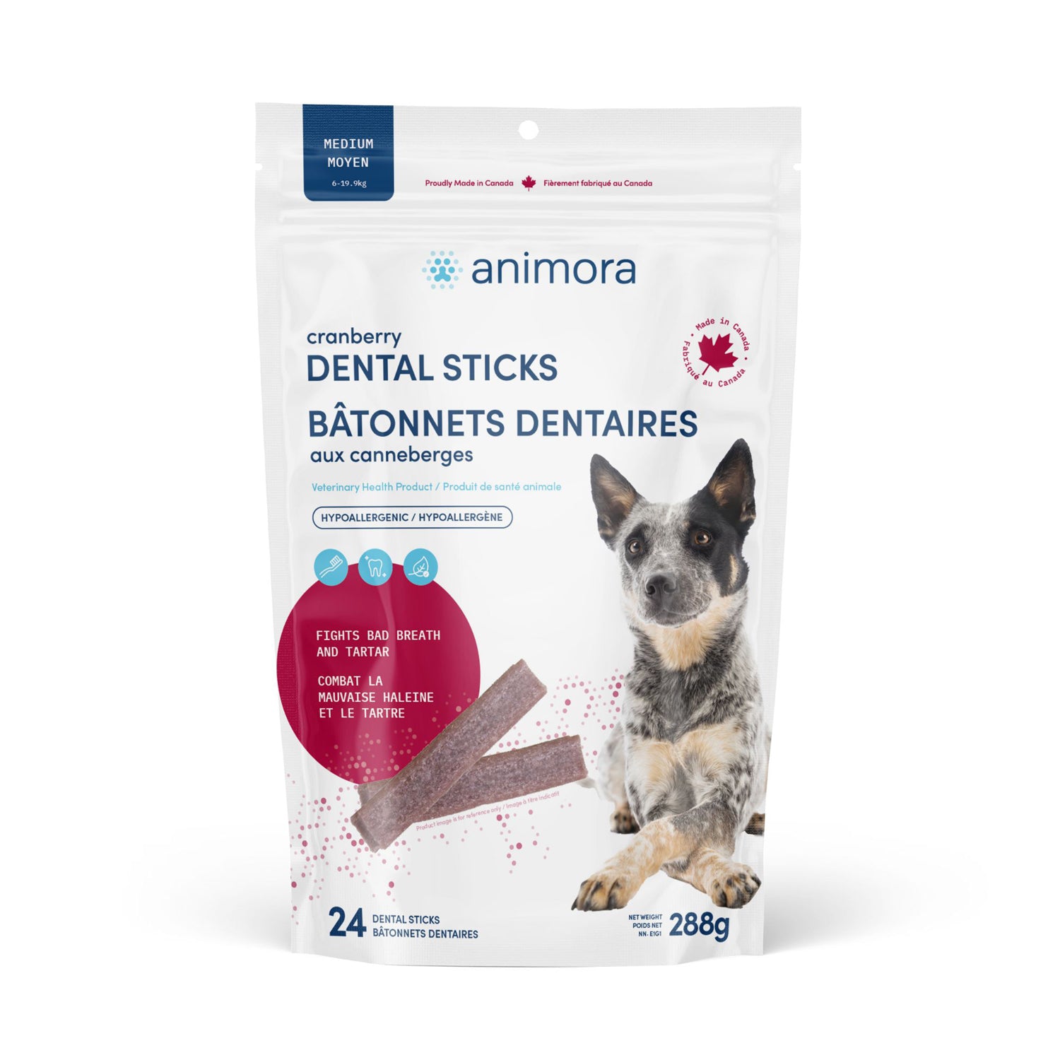 Dental sticks for medium dogs Cranberry 24 /Pack