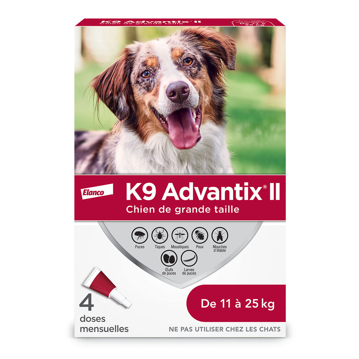 K9 Advantix II for dogs Red/Rouge 11 - 25 kg 4 Tubes