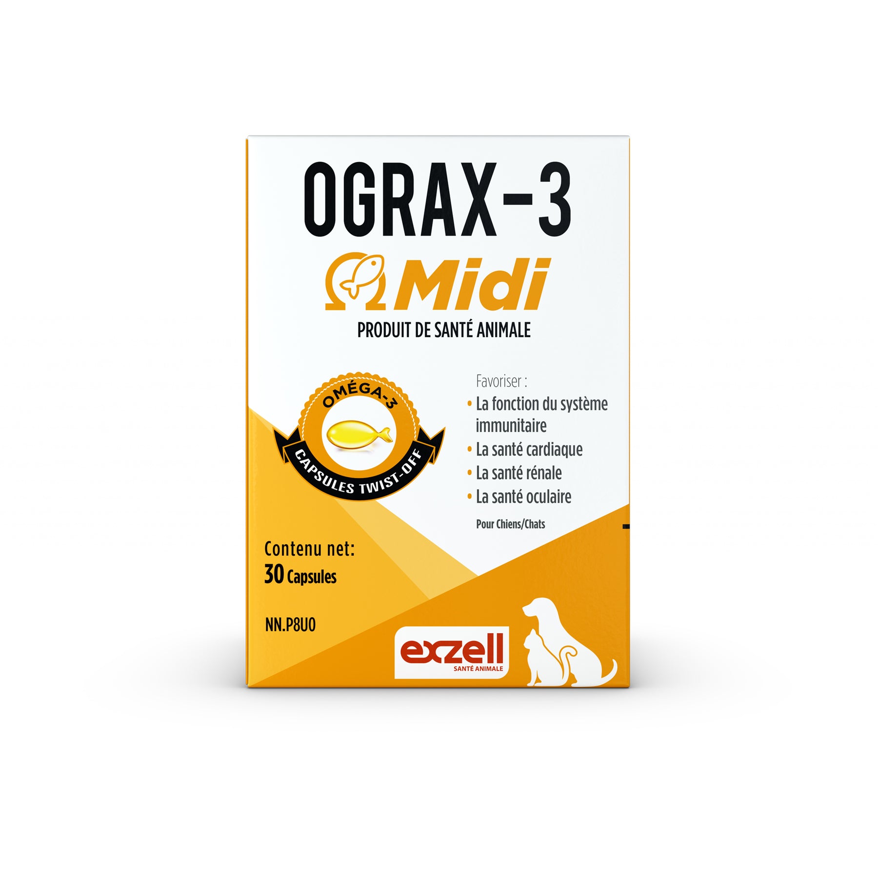 Ograx-3 Midi twist-off capsules for cats and dogs 30 Cap 900 mg