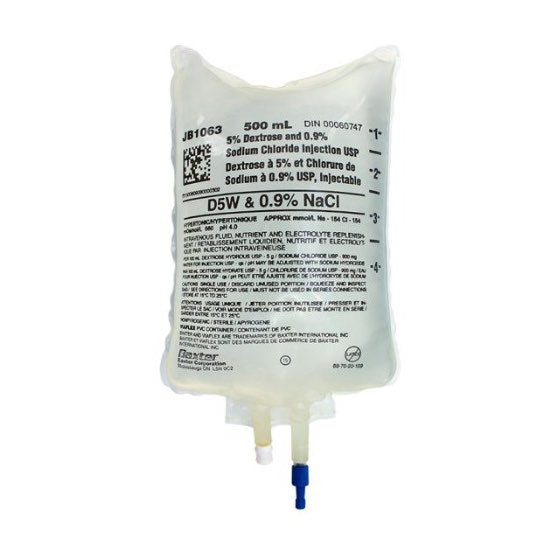 Dextrose and Sodium Chloride Injectable Solution 500 ml 5.0/0.9 %