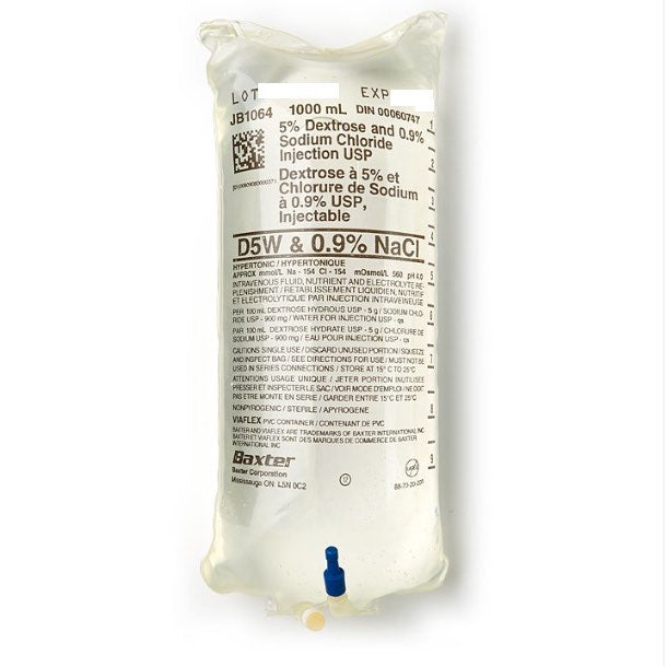 Dextrose and Sodium Chloride Injectable Solution 1000 ml 5.0/0.9 %
