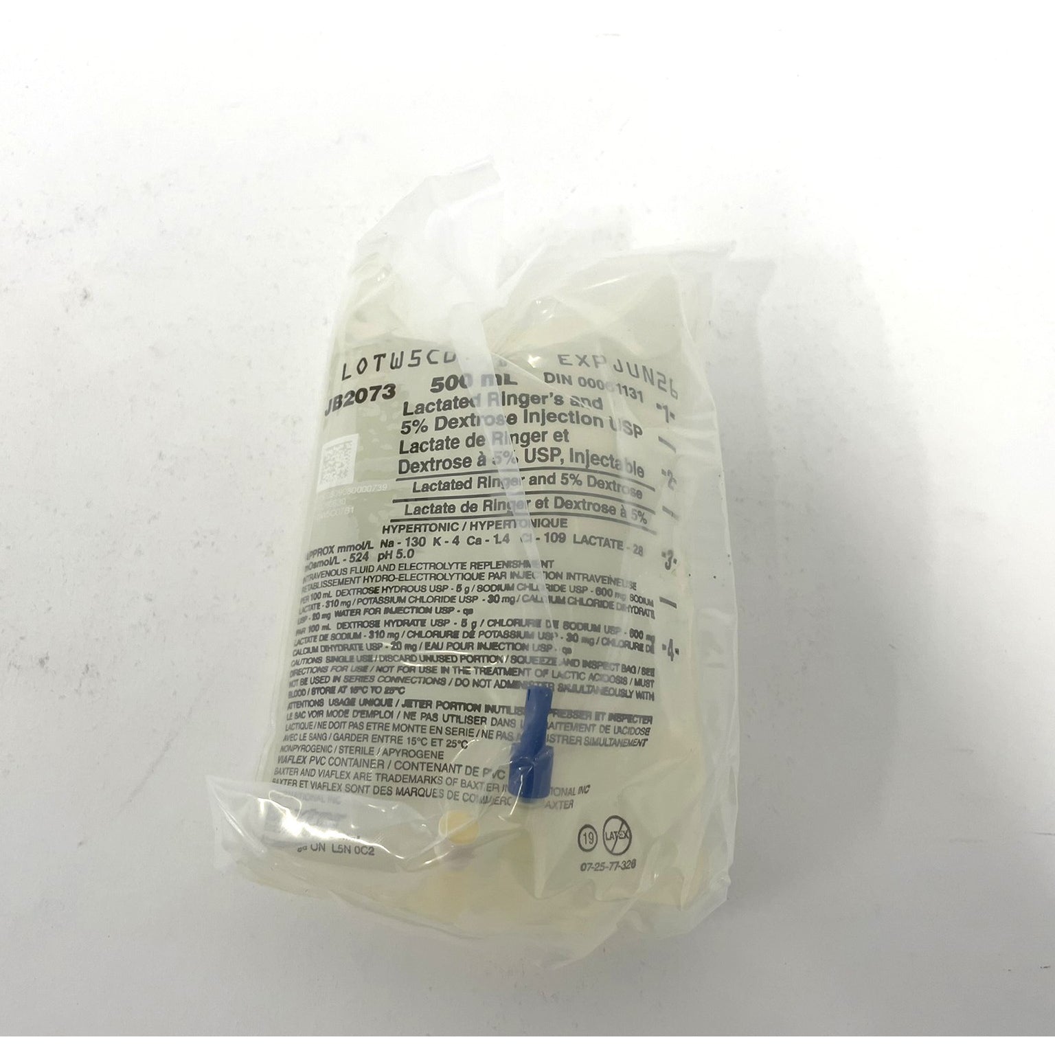 Lactated Ringer's and dextrose injection USP 500 ml 5 %