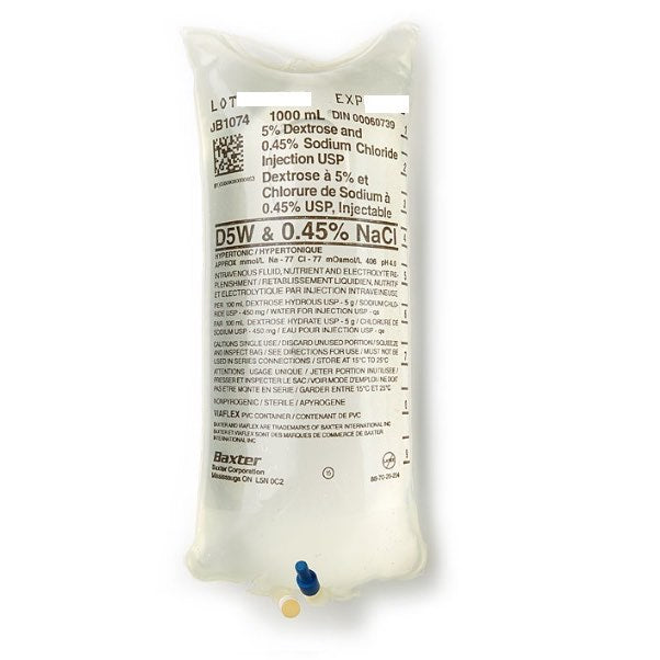 Dextrose and Sodium Chloride Injectable Solution 1000 ml 5.0/0.45 %